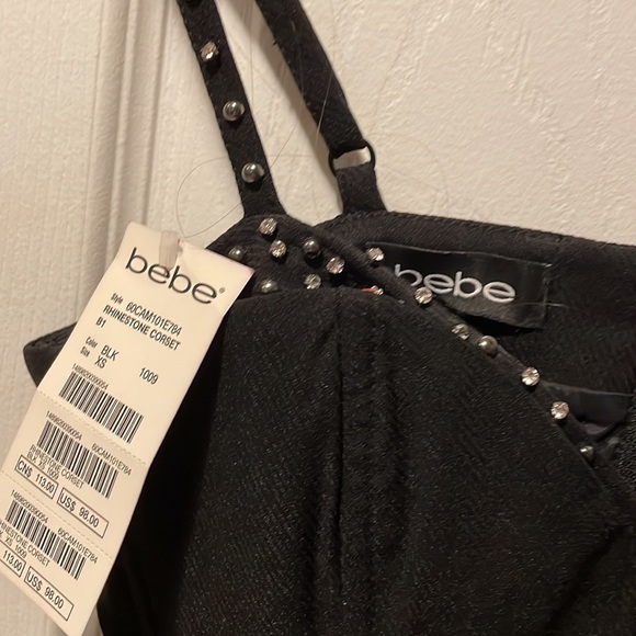 Bebe Structured black rhinestone corset bustier - rare - NWT XS - Picture 2 of 4